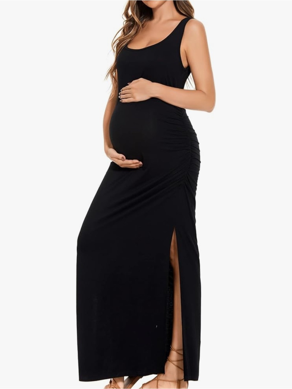 Maternity Scoop Neck Maxi Dress - Black
